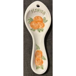 Florida Souvenir Orange theme Spoon rest Kitchen vintage  9 inch